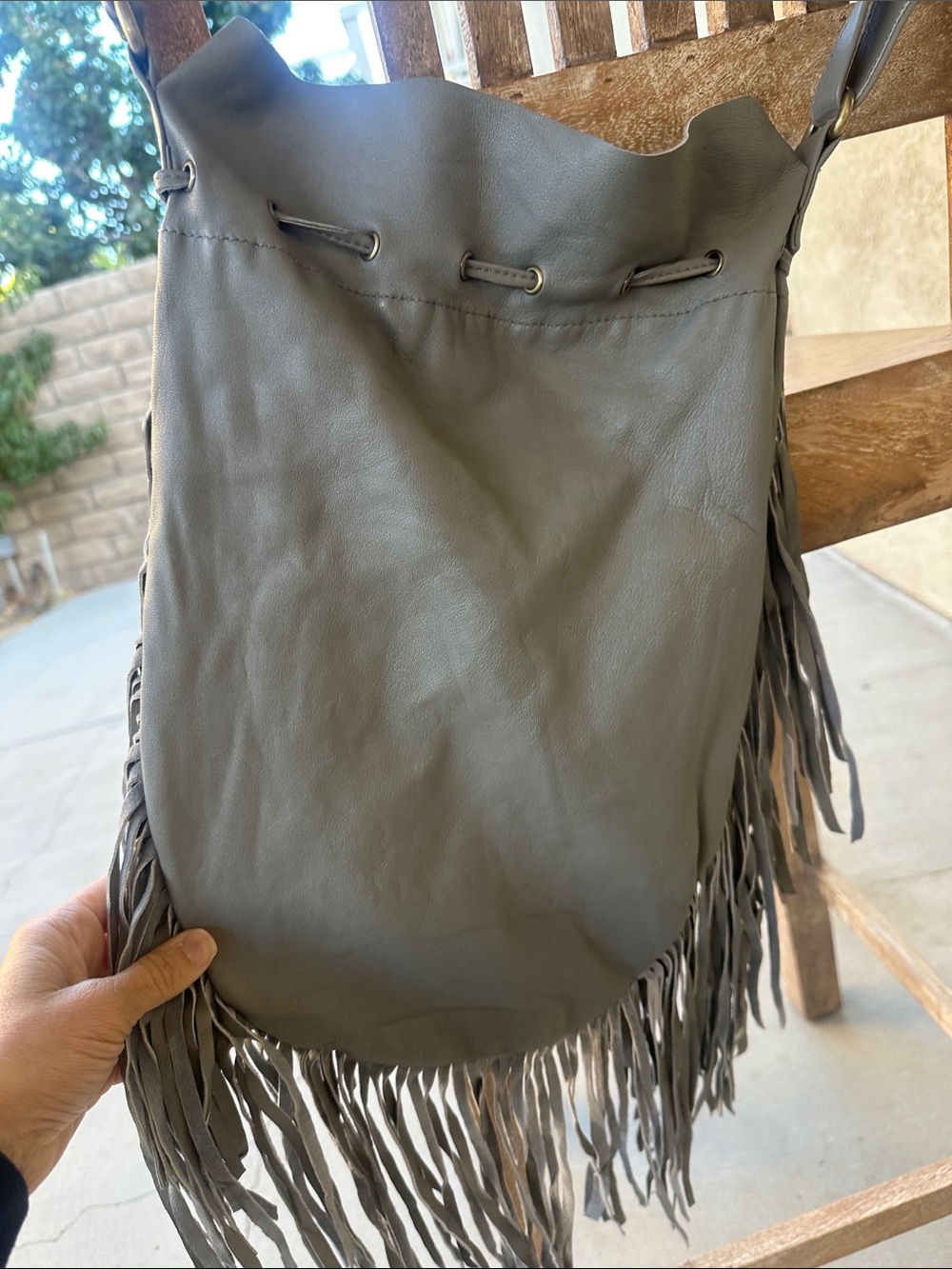 Gray Gypsy Soul fringe bone tassel bag preowned - Picture 10 of 16